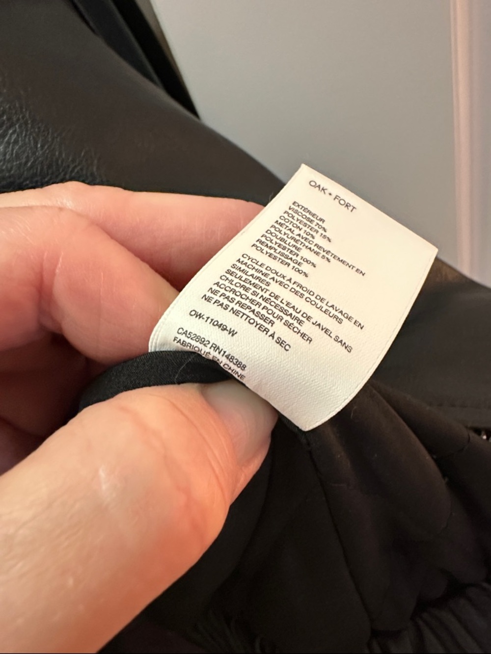 Oak + Fort Classic Black Leather Bomber Jacket - Picture 10 of 10